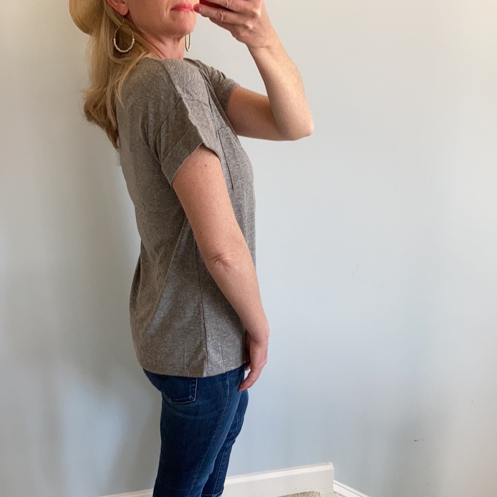 Heather Grey V Neck Short Sleeve Tee - Picture 5 of 9